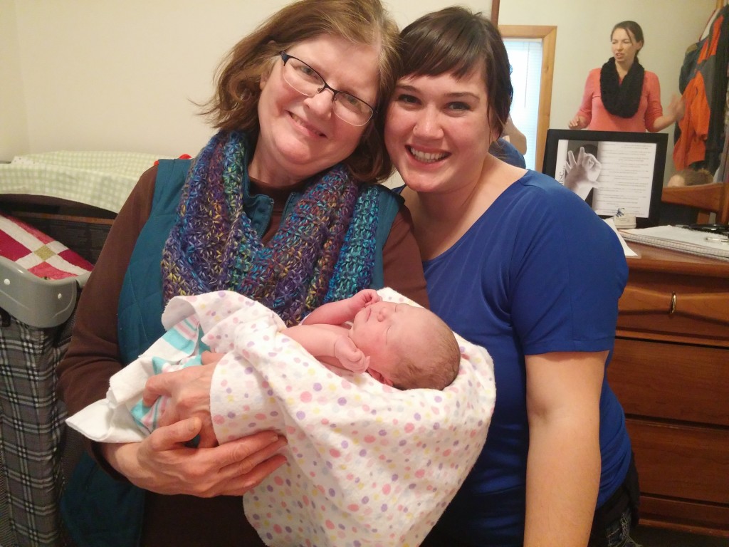 With her midwives, Diane and Eileen